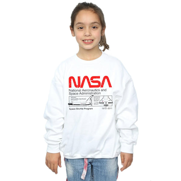 NASA Girls Classic Space Shuttle Sweatshirt 7-8 år Vit White 7-8 Years