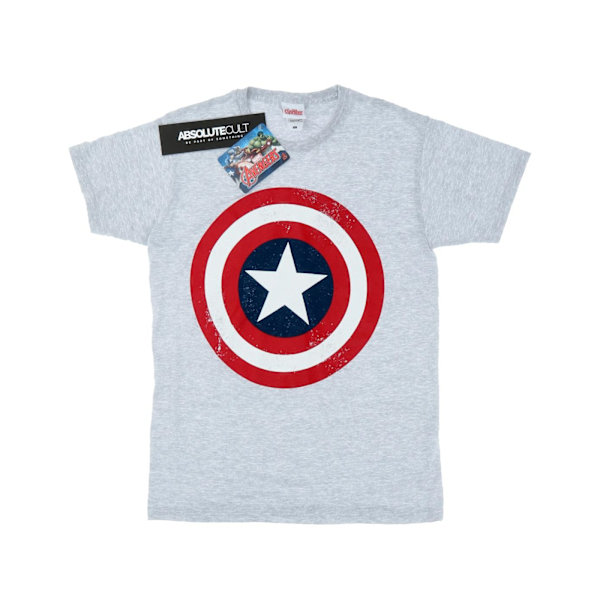 Marvel Herr Captain America Distressed Shield T-Shirt XL Heathe Heather Grey XL