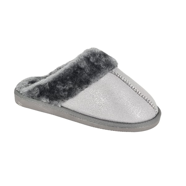 Sleepers Dam/Dam Juliet Sparkle Tofflor 4 UK Silver Silver 4 UK