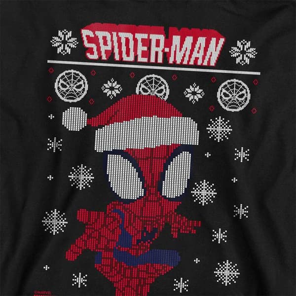 Spider-Man Barn/Kids Snowflake Pull Over Julhuvtröja Black 9-11 Years