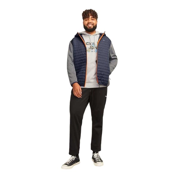 Jack And Jones Herr Quiltad Ribbad Mudd Plus Pufferjacka 5XL Grey Melange 5XL