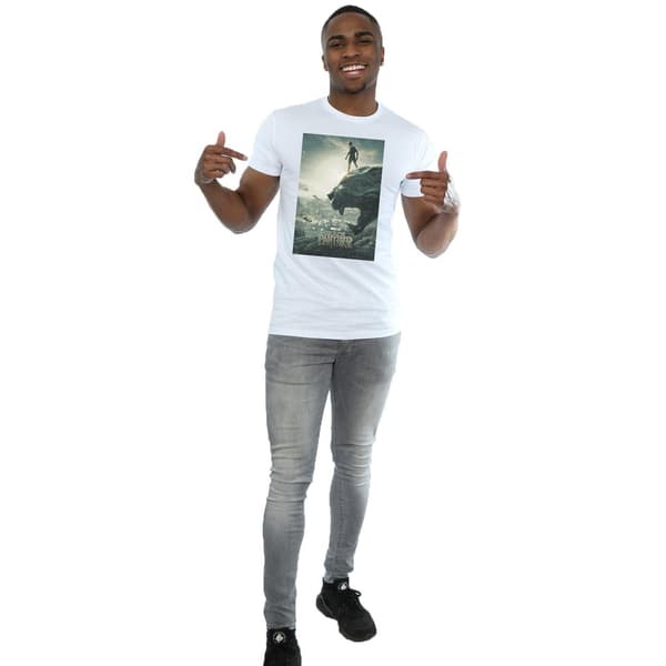 Marvel Herr Svart Panter Affisch T-Shirt L Vit White L