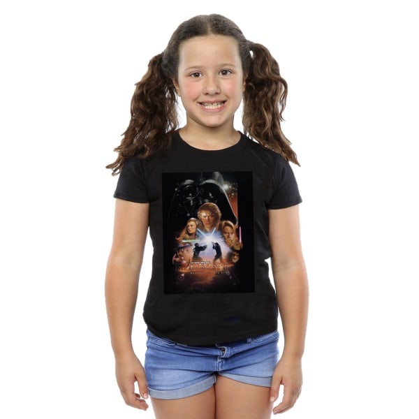 Star Wars Girls Episod III filmaffisch T-shirt bomull 12-13 Y Black 12-13 Years