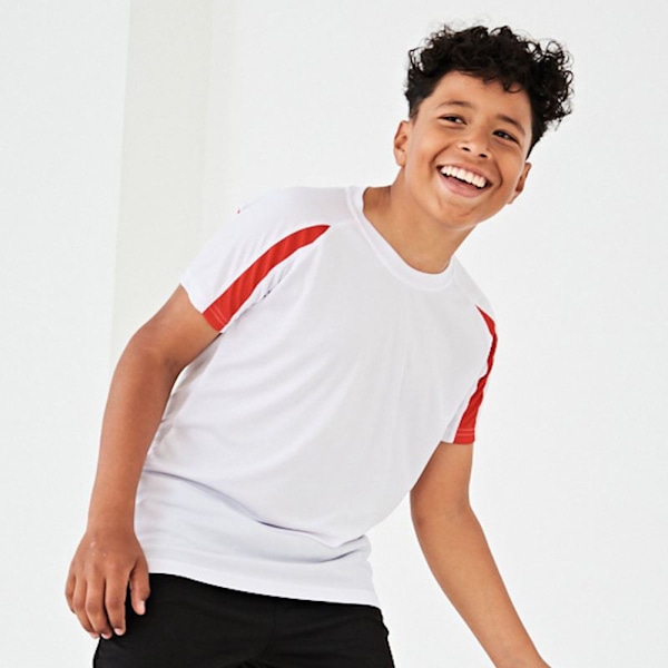 AWDis Just Cool Kids Unisex Kontrastfärgad Enfärgad Sport T-shirt 12-13 Arctic White/Fire Red 12-13