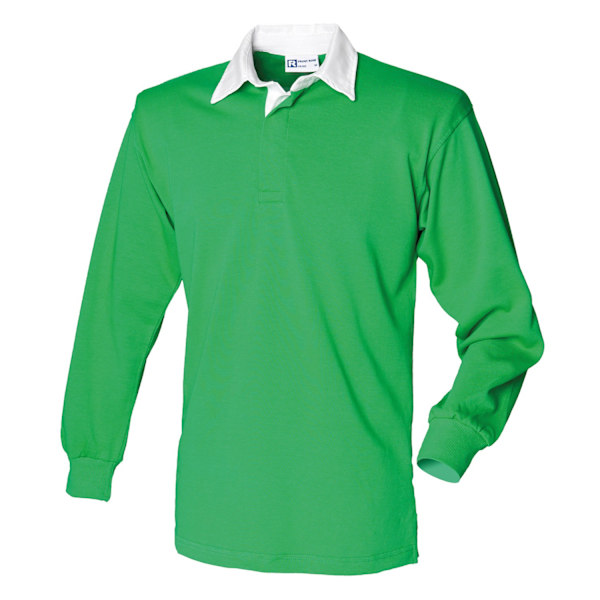 Front Row Long Sleeve Classic Rugby Polo Shirt XXL Bright Green Bright Green/White XXL