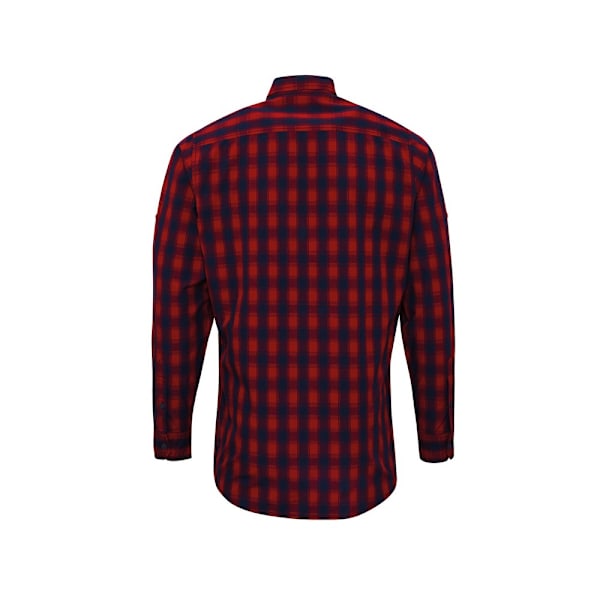 Premier Mens Mulligan Rutig Bomullsskjorta Långärmad XL Röd/ Red/Navy XL