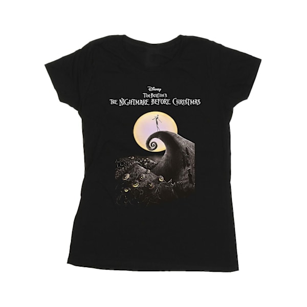 The Nightmare Before Christmas Dam T-shirt i bomull med månaffisch för kvinnor Black L