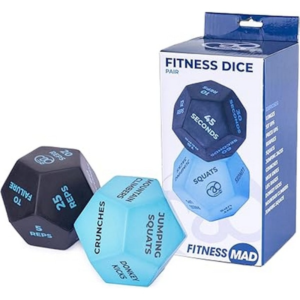 Fitness Mad 12-sidiga fitness-tärningar (2-pack) One Size Blå/Svart Blue/Black One Size