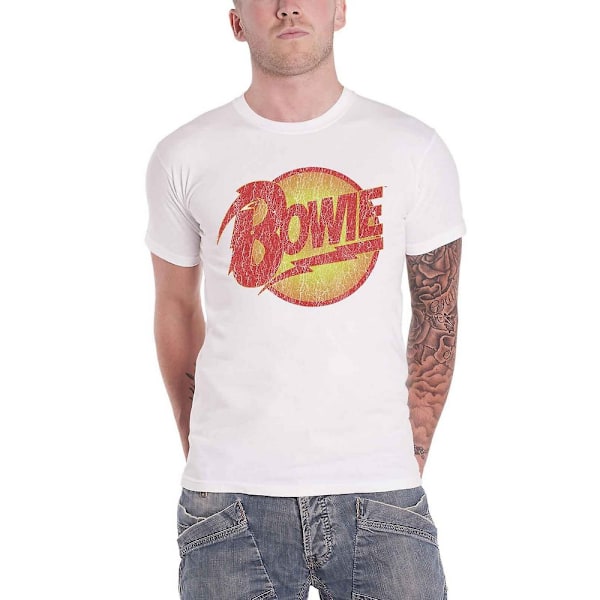 David Bowie Unisex Vuxen Diamond Dogs Vintage Logo T-Shirt S Wh White S