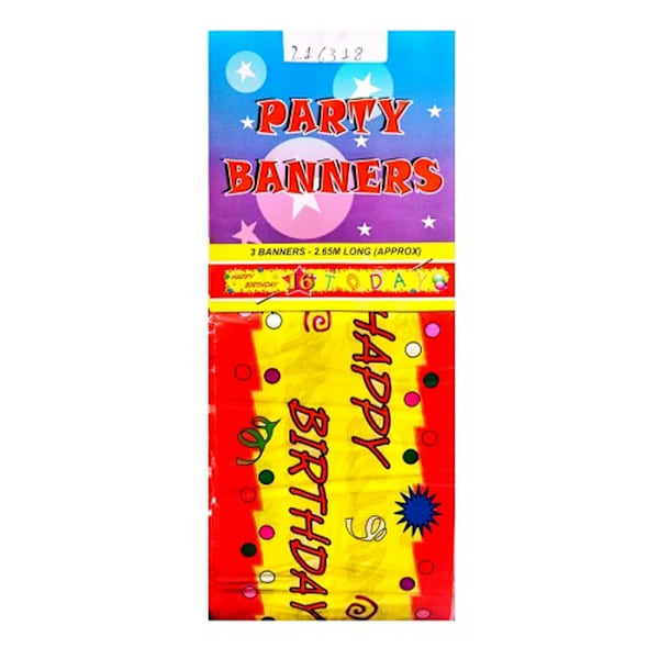 16 Idag Grattis på födelsedagen Banner En Storlek Flerfärgad Multicoloured One Size