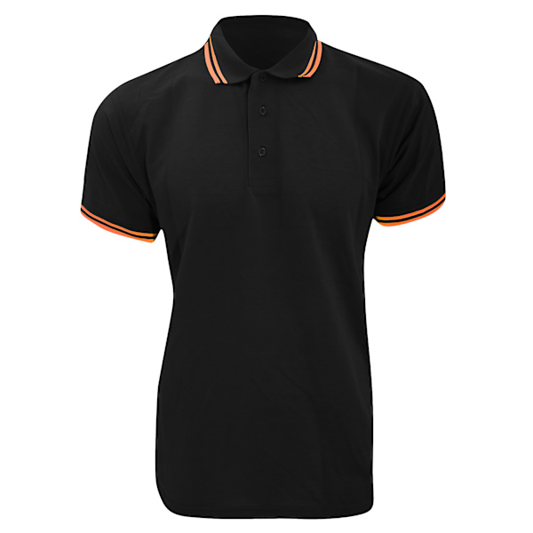 Kustom Kit Herr Tipped Piqué Kortärmad Poloskjorta XL Svart/Orange Black/Orange XL