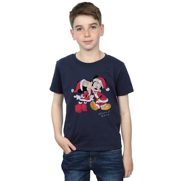 Disney Boys Mickey And Minnie Christmas Kiss T-Shirt 9-11 år Navy Blue 9-11 Years