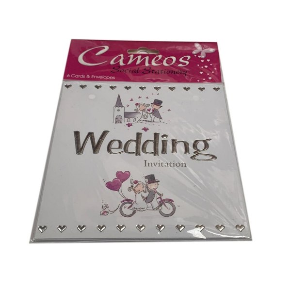 Cameos Bröllopsinbjudningar (6-pack) One Size Vit/Silver White/Silver One Size