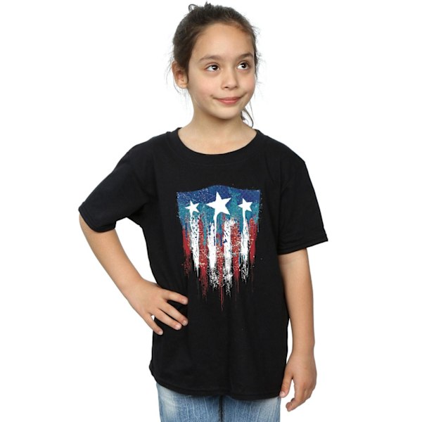 Marvel Girls Captain America Flag Shield Bomull T-shirt 12-13 år Black 12-13 Years