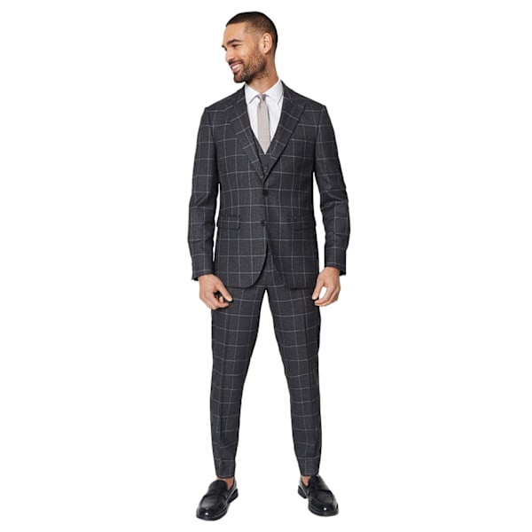 Burton Herr Fönsterruta Check Slim Skräddarsydda Kostymbyxor 30R Ch Charcoal 30R