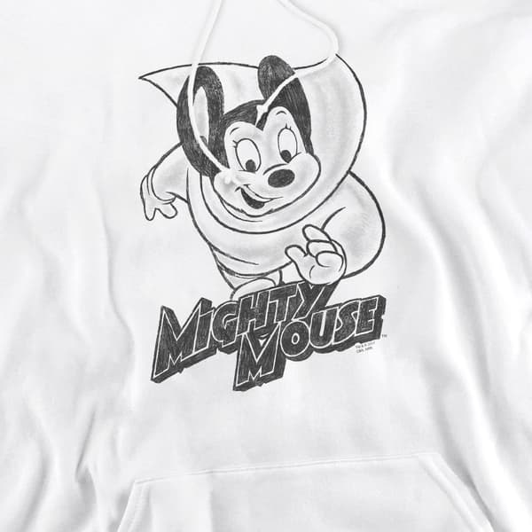 Mighty Mouse Herr Mighty Sketch Hoodie XL Vit White XL