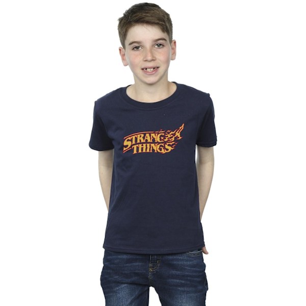 Netflix Boys Stranger Things Logo Breaking T-shirt 12-13 år Navy Blue 12-13 Years