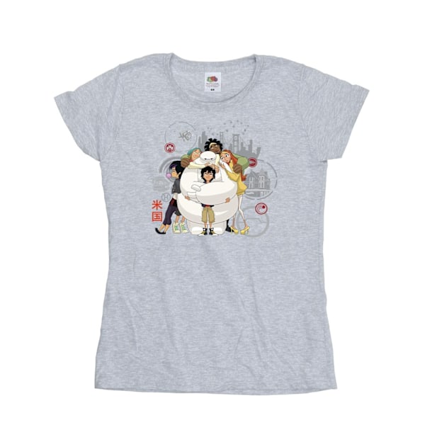 Disney Dam/Kvinnor Big Hero 6 Baymax Gruppkram Bomull T-shirt Sports Grey S