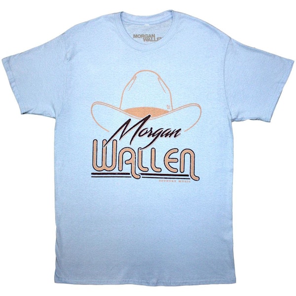 Morgan Wallen Unisex Vuxen Stetson Hatt T-Shirt M Ljusblå Light Blue M