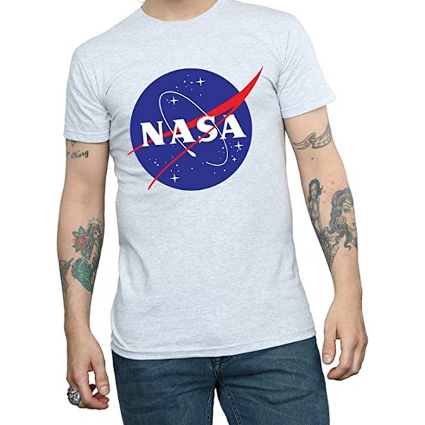 NASA Herr Insignia Distressed Logo T-Shirt 3XL Sports Grey Sports Grey 3XL