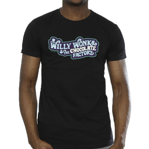 Willy Wonka Herr Chokladfabrik Logotyp T-shirt 4XL Svart Black 4XL