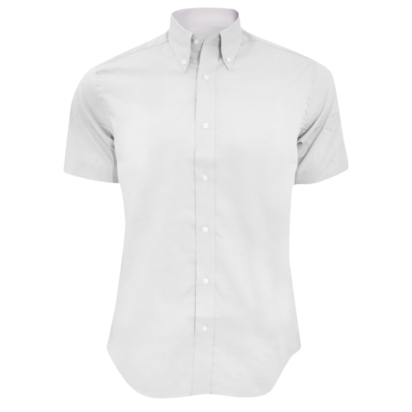 Kustom Kit Herr Kortärmad Skräddarsydd Premium Oxford Skjorta White 17.5inch