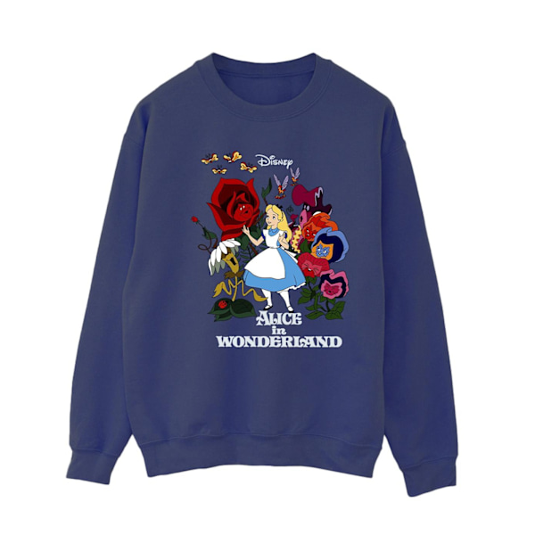 Disney Dam/Kvinnor Alice I Underlandet Blommor Sweatshirt S N Navy Blue S