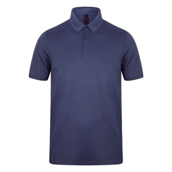 Henbury Herr Stretch Microfine Pique Poloshirt 3XL Marinblå Navy 3XL