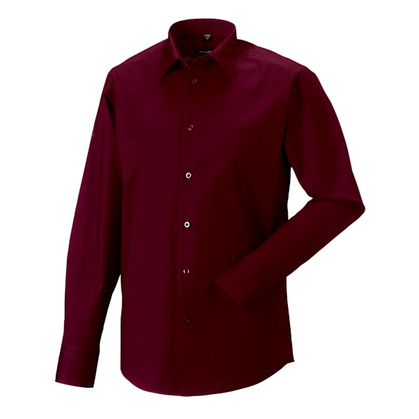 Russell Collection Herr Fitted Långärmad Skjorta 3XL Port Port 3XL