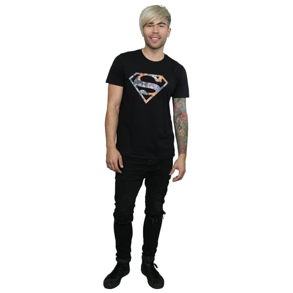DC Comics Herr Superman Blommig Logotyp 2 T-shirt M Svart Black M