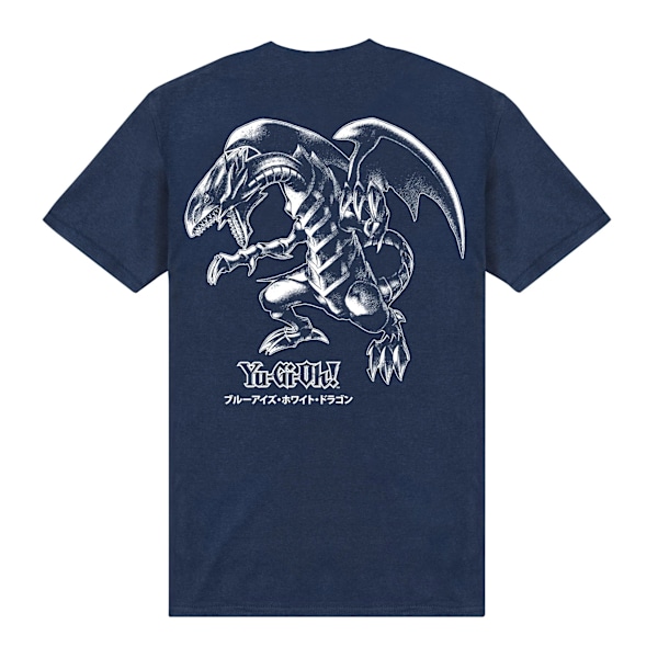 Yu-Gi-Oh! Unisex Vuxen Blåögd Vit Drake Kontur T-shirt X Navy Blue XL