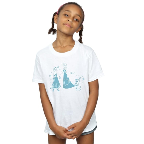 Disney Frozen Magic Snowflakes T-shirt i bomull för flickor, 5-6 år W White 5-6 Years