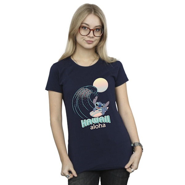 Disney Dam/Dam Lilo Och Stitch Hawaii Bomull T-shirt M Na Navy Blue M