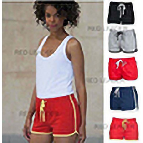 Skinni Fit Dam/Kvinnor Retro Träning / Fitness Sport Shorts Red/ Yellow M
