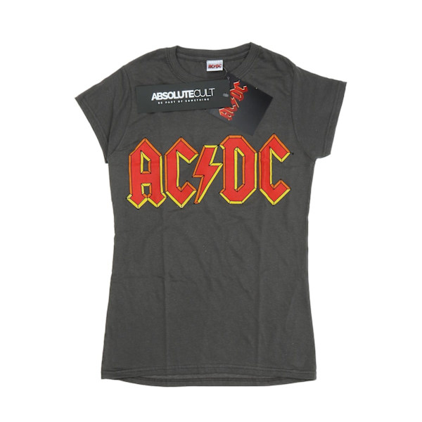 AC/DC Dam/Kvinnor Röd Logo Bomull T-shirt S Charcoal Charcoal S