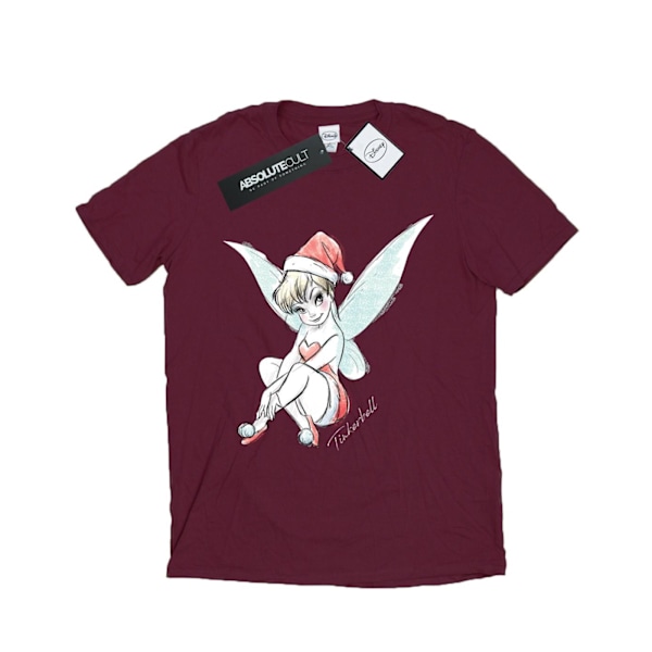 Disney Mens Tinkerbell Christmas Fairy T-Shirt M Burgundy Burgundy M