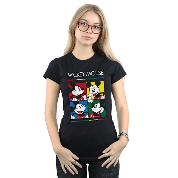 Disney Dam/Kvinnor Mickey Mouse Fyrkantig Färg Bomull T-shirt Black S