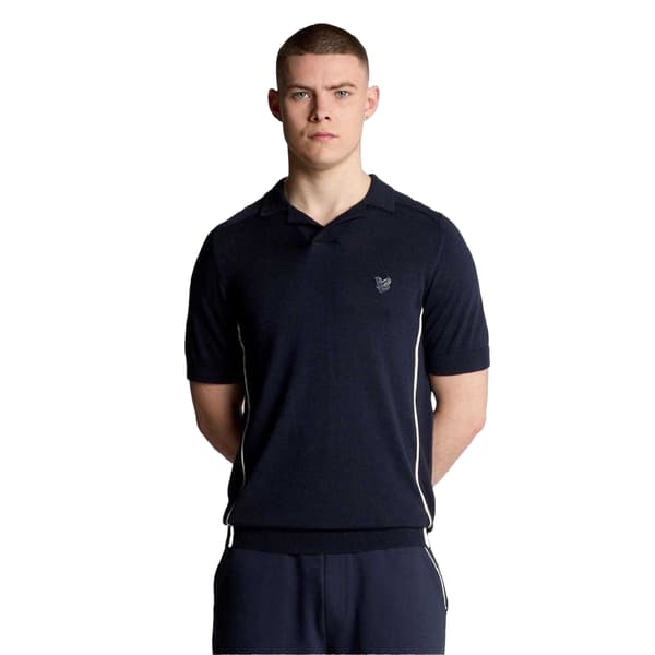 Lyle & Scott Pikétröja i bomullsblandning för män S Blå Blue S