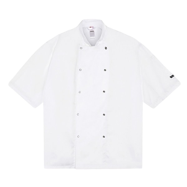 Dennys Herr Stud Front Kortärmad Kockjacka XS Vit White XS