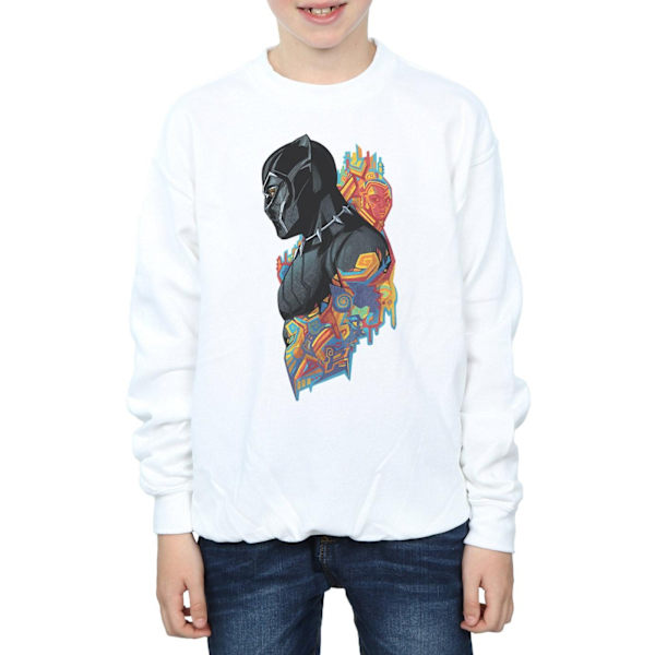 Marvel Boys Black Panther Profil Sweatshirt 7-8 år Vit White 7-8 Years
