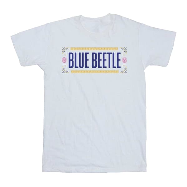 Blue Beetle Pojkar Mönstrad Logotyp T-shirt 7-8 År Vit White 7-8 Years