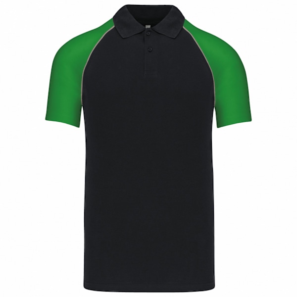 Kariban Herr Kontrast Pique Baseball Polotröja M Svart/Grön Black/Green M