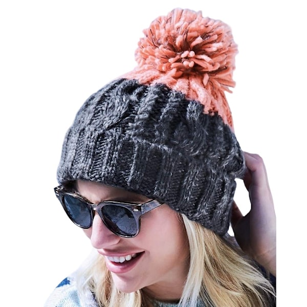 Beechfield Apres Beanie, One Size, Grafitgrå/Rosa Graphite Grey/Blush One Size