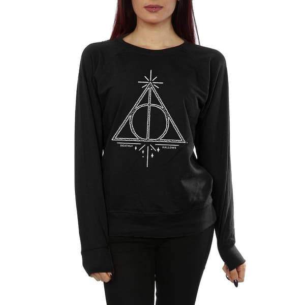 Harry Potter Dam/Dam Deathly Hallows Sweatshirt i Bomull M Black M