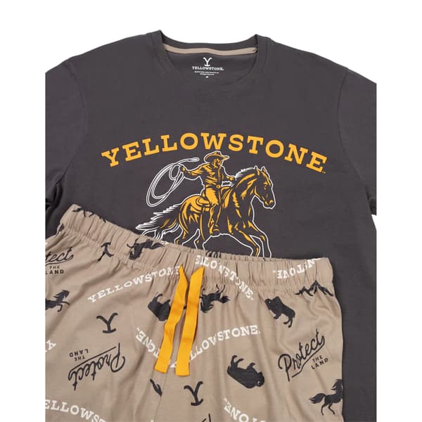 Yellowstone Herrkaraktär Kortärmad Lång Pyjamasset S Grå Grey/Brown S