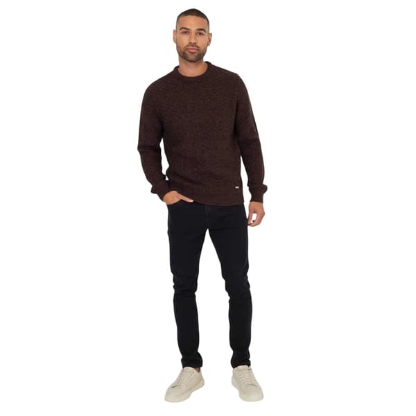 Threadbare Herr Oldcastle Ribbad Tröja med Rund Hals och Lång Ärm Black/Brown M