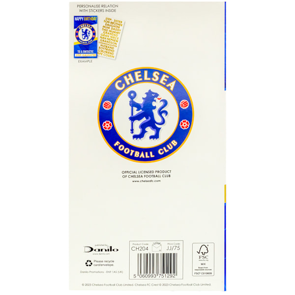 Chelsea FC Anpassningsbar Födelsedagskort En Storlek Blå/Vit Blue/White One Size