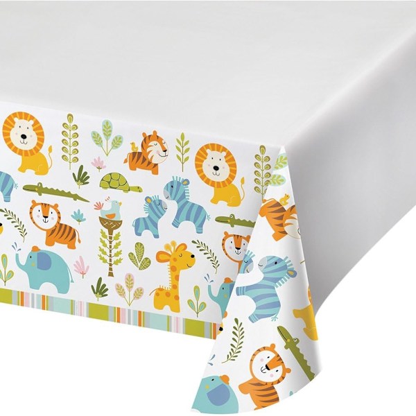 Kreativ fest plast djungelfest bordsduk en storlek vit/ White/Multicoloured One Size