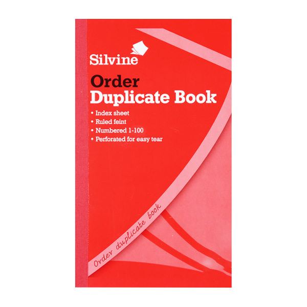 Silvine Duplicate 400 sidor Fint Order Book (6-pack) 21 x 12,7c Red 21 x 12.7cm