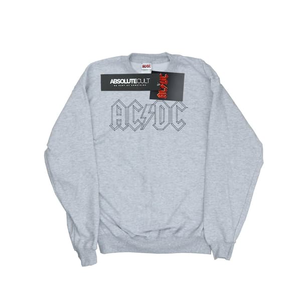 AC/DC Dam/Dam Svart Outline Logotyp Tröja S Heather Grå Heather Grey S